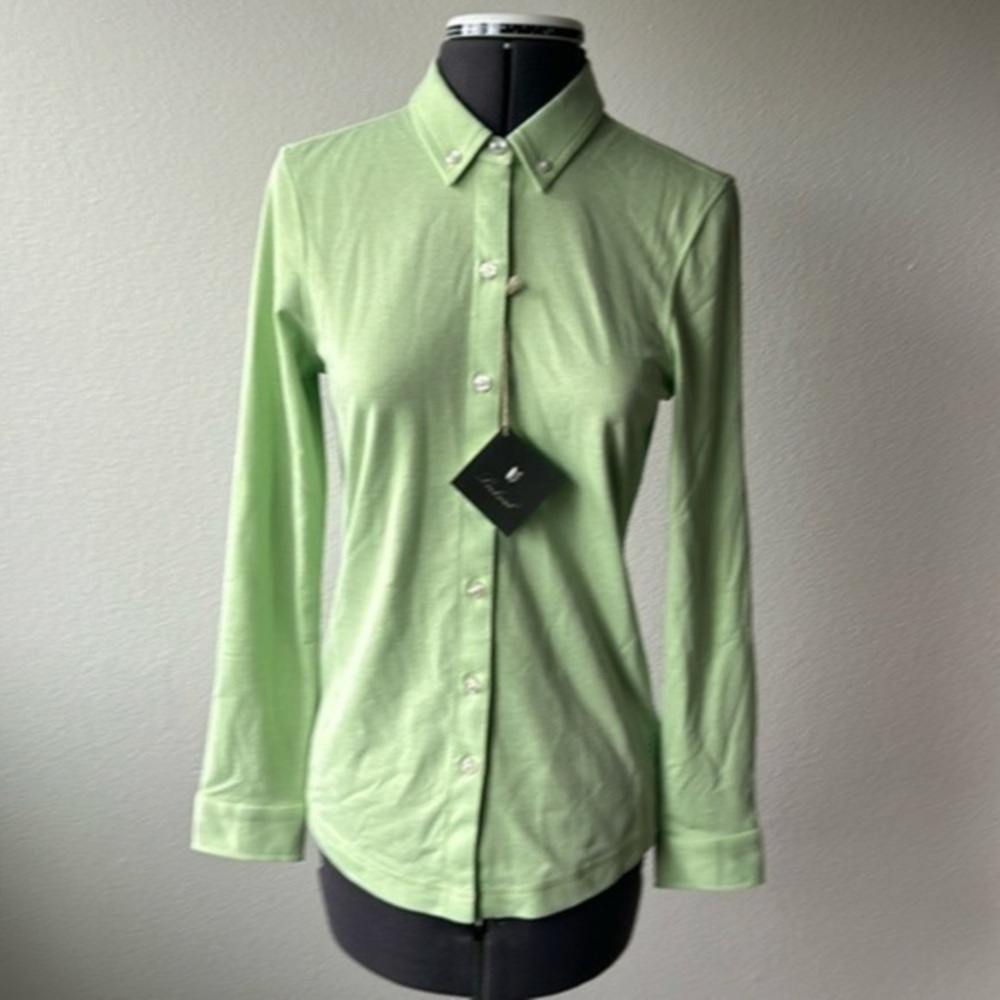 NWT Linksoul top lime green collared long sleeve golf athleisure size Small